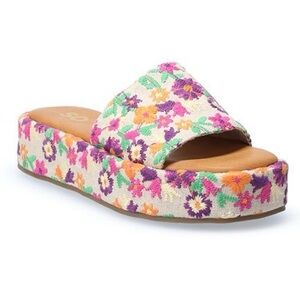 SO Floral Patterned Wedge Sandals